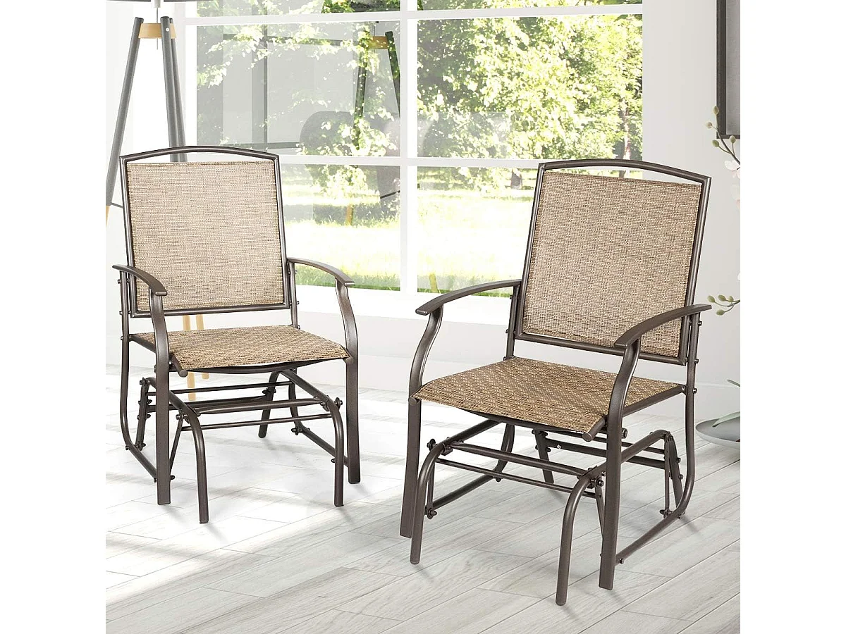 Fauteuil à Bascule Lot de 2 avec Accoudoirs, 58 x 70 x 94 cm Charge 150KG