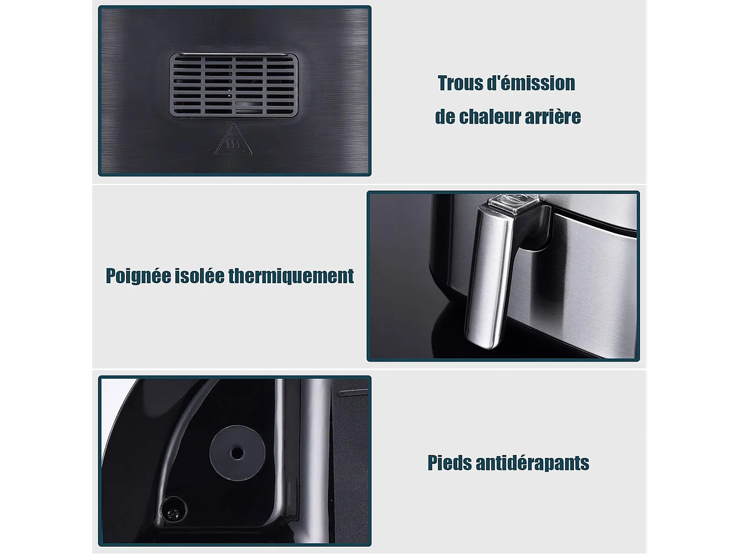 Friteuse sans huile 5 l friteuse à air chaud 1700w avec minuterie et contrôle de température