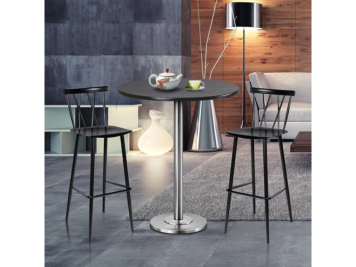 Lot de 2 Chaises de Bar de Style Moderne en Métal 47,5 x 41 x 105 CM pour Bistro Cuisine Café, Charge Max. 150 KG（Noir)