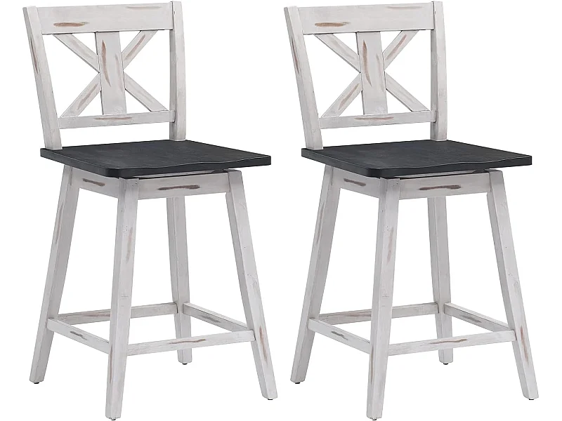 Lot de 2 tabourets de bar siège pivotant 360° avec repose-pieds antidérapants