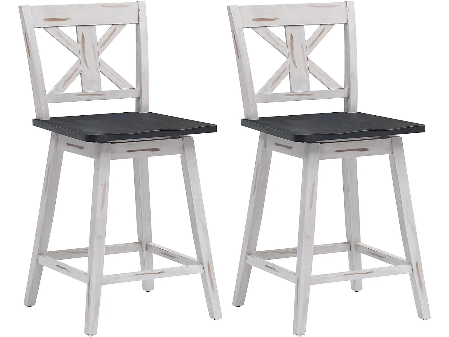 Lot de 2 tabourets de bar siège pivotant 360° avec repose-pieds antidérapants