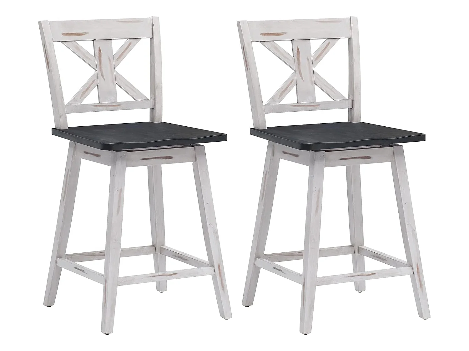 Lot de 2 tabourets de bar siège pivotant 360° avec repose-pieds antidérapants