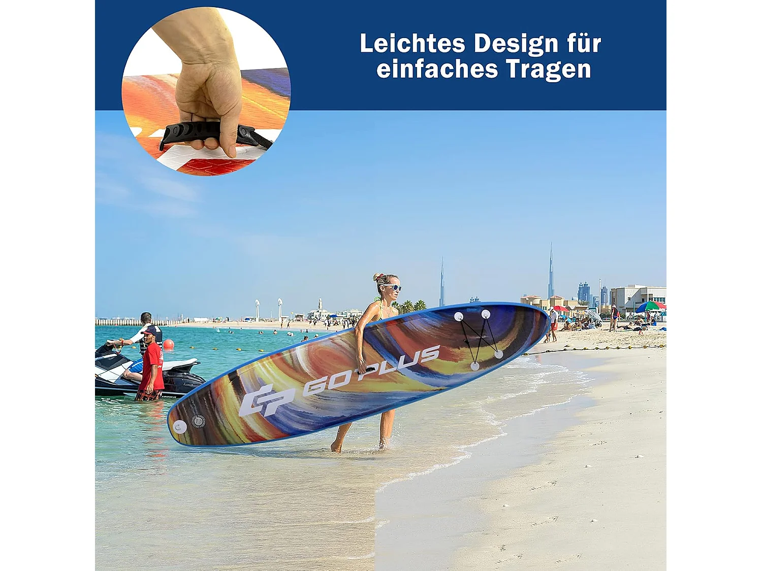 Planche de Stand up Paddle Gonflable avec Laisse de sécurité, kit de réparation et sac de transport, avec accessoires complets, 335CM