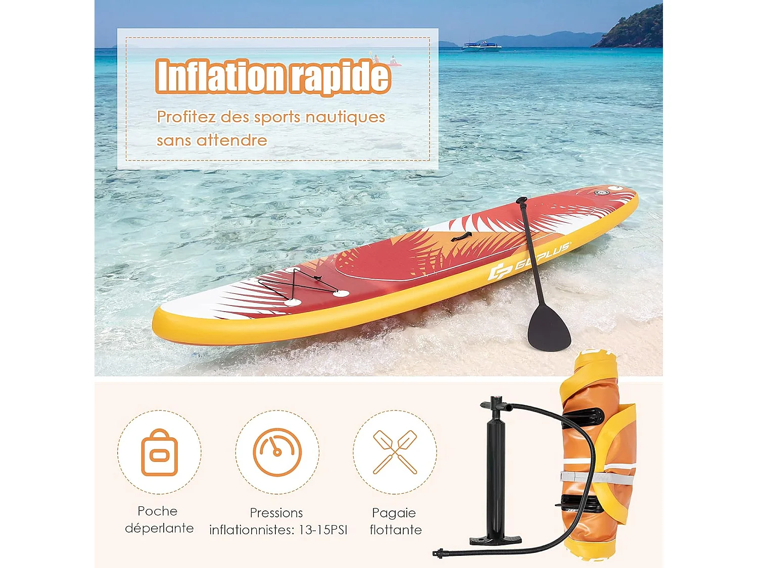 Stand up paddle board gonflable 335x76x15cm
