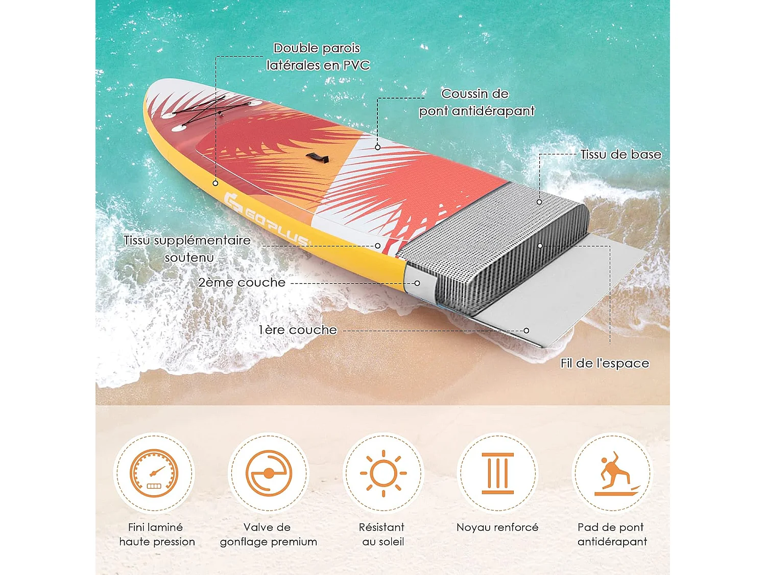 Stand up paddle board gonflable 335x76x15cm