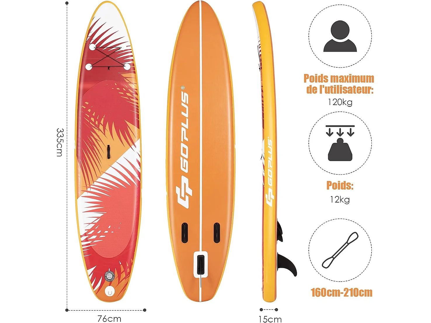 Stand up paddle board gonflable 335x76x15cm