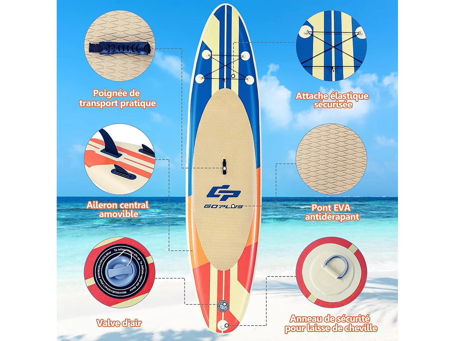 Stand up paddle gonflable 335x76x15cm