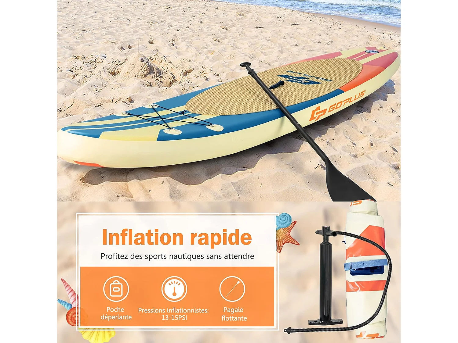 Stand up paddle gonflable 335x76x15cm