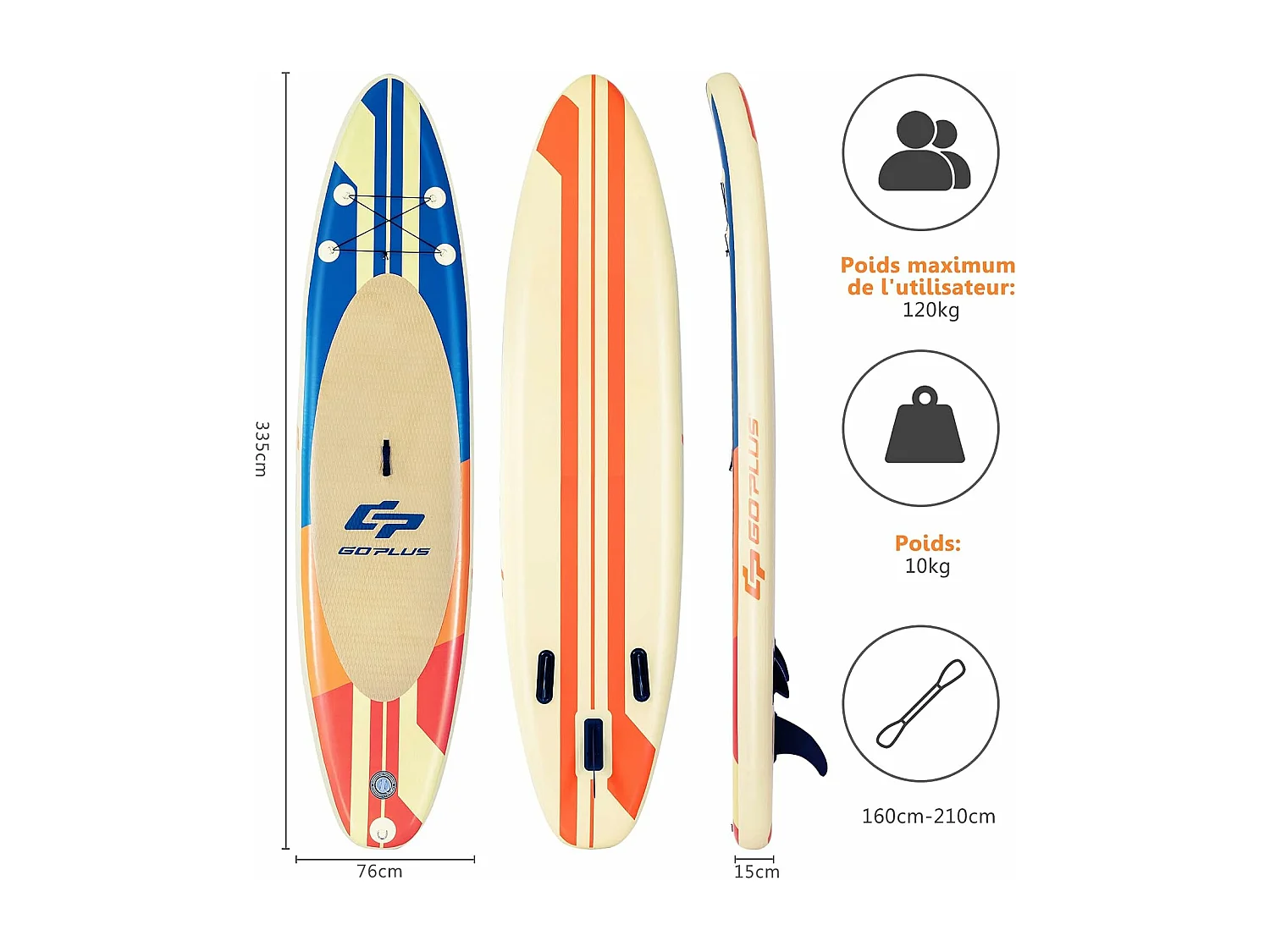 Stand up paddle gonflable 335x76x15cm