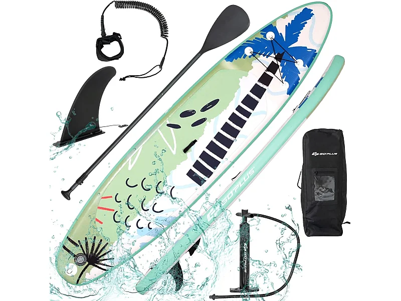 Stand Up Paddle Board Gonflable, avec Accessoires Complets et Sac de Transport, Revêtement Antidérapant pour Pagayer, Surfer, Pêcher, Yoga Aquatique, 335x76x15cm