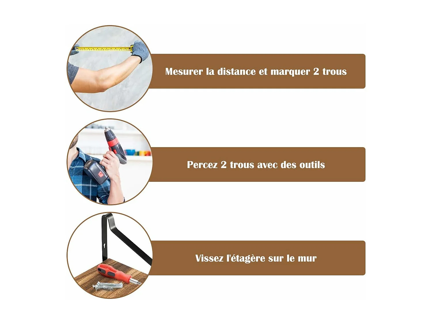 Etagere murale flottante en bois et métal pour cuisine etagère rnagment de style industrielle