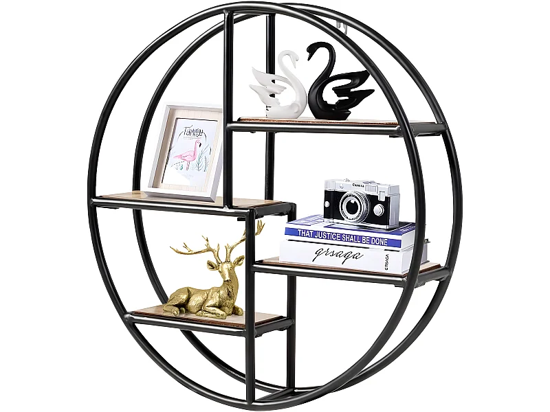 Etagères murales ronde de style industrielle avec 4 etagères dimensions : ø 55 x 11 cm