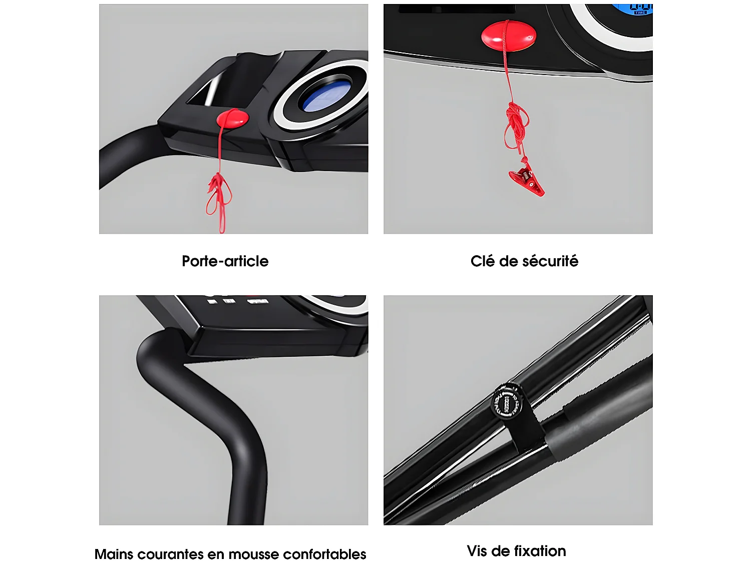 Tapis de course electrique pliable 1 à 10 km/h 12 programmes avec clé de sécurité