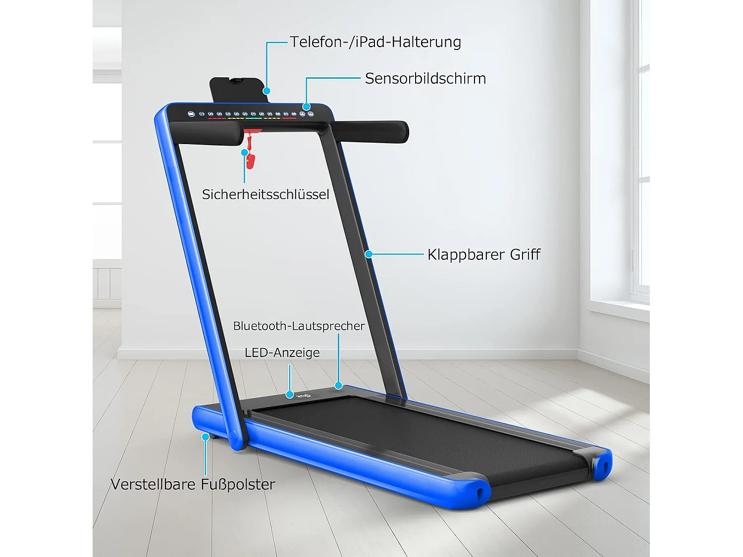 Tapis de course electrique pliable 2 en 1 vitesse 1-12 km/h, tapis roulant surface 40x100cm