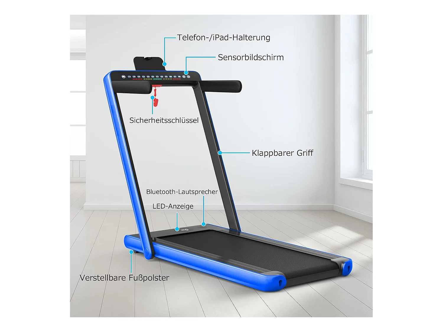 Tapis de course electrique pliable 2 en 1 vitesse 1-12 km/h, tapis roulant surface 40x100cm