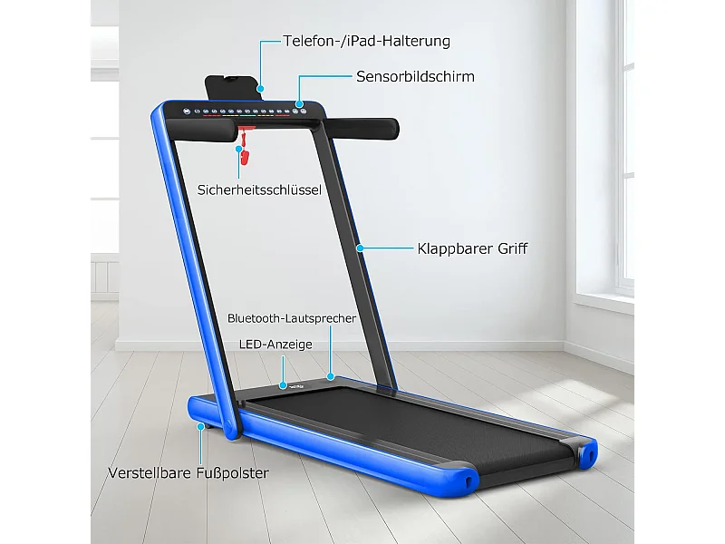 Tapis de course electrique pliable 2 en 1 vitesse 1-12 km/h, tapis roulant surface 40x100cm