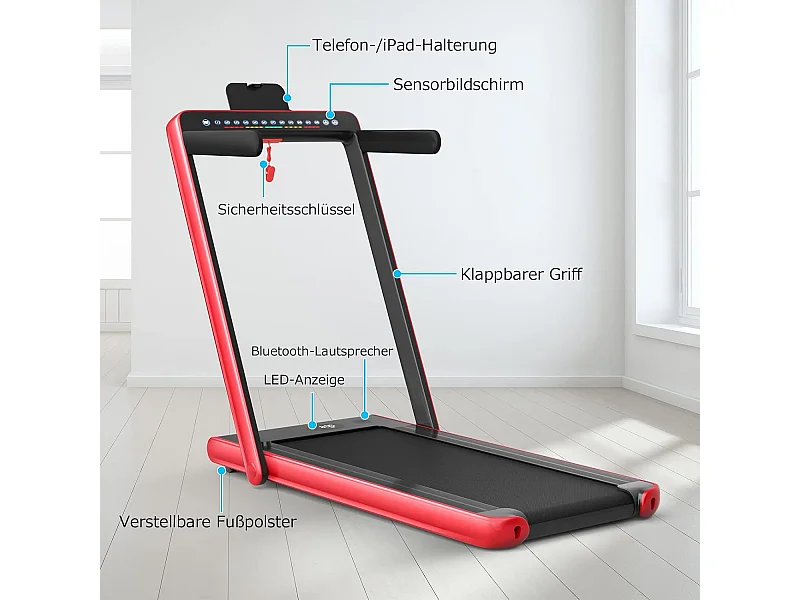 Tapis de course electrique pliable 2 en 1 vitesse 1-12 km/h, tapis roulant surface 40x100cm