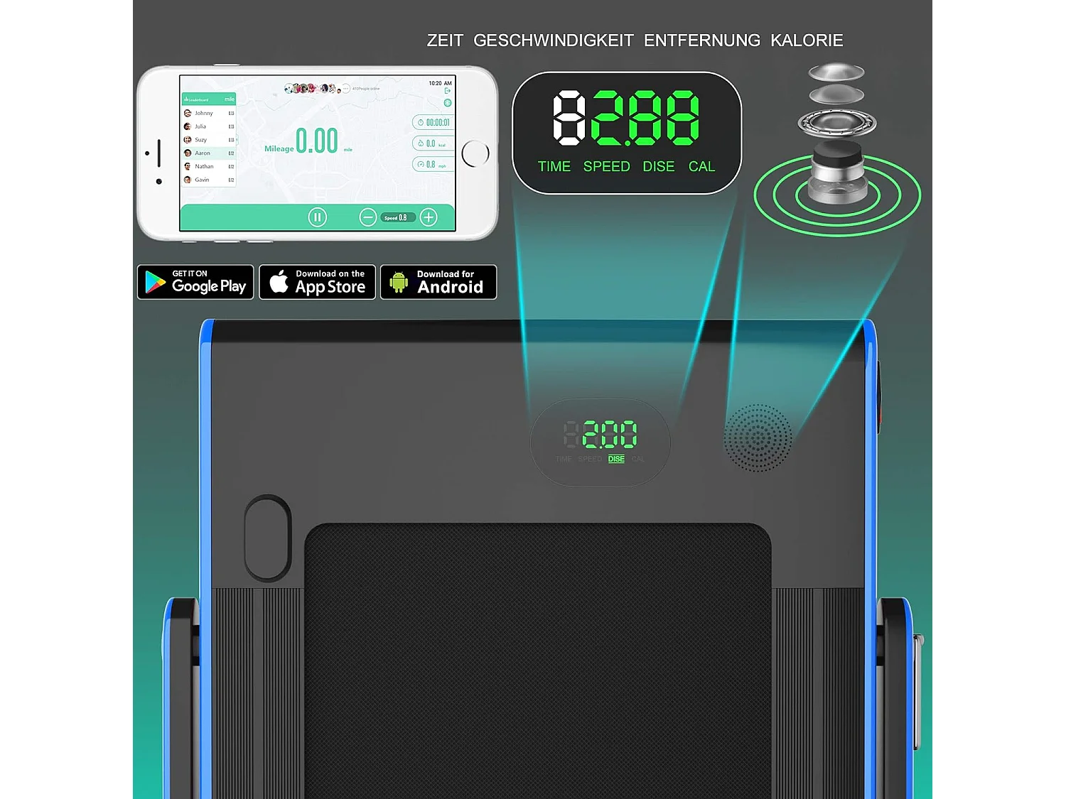 Tapis de Course Electrique Pliable 2 en 1 Contrôlé par APP, 12 Km/H, Bluetooth Moteur 600W, vec Haut-Parleur Bluetooth, Télécommande, Ecran Multifonctions LED