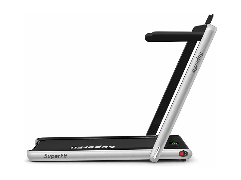 Tapis de Course Electrique Pliable 2 en 1 Contrôlé par APP 12 Km/H avec Ecran LED Haut-parleur Bluetooth Moteur 0,75HP (Argent)