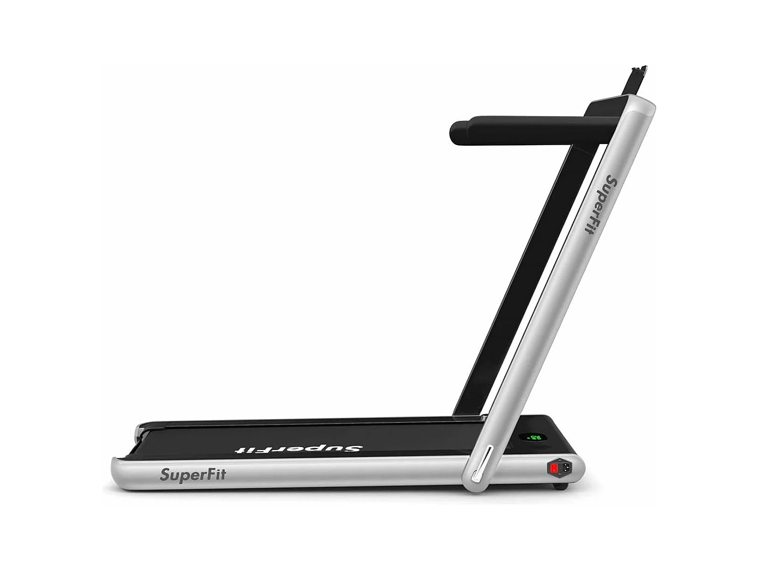 Tapis de Course Electrique Pliable 2 en 1 Contrôlé par APP 12 Km/H avec Ecran LED Haut-parleur Bluetooth Moteur 0,75HP (Argent)