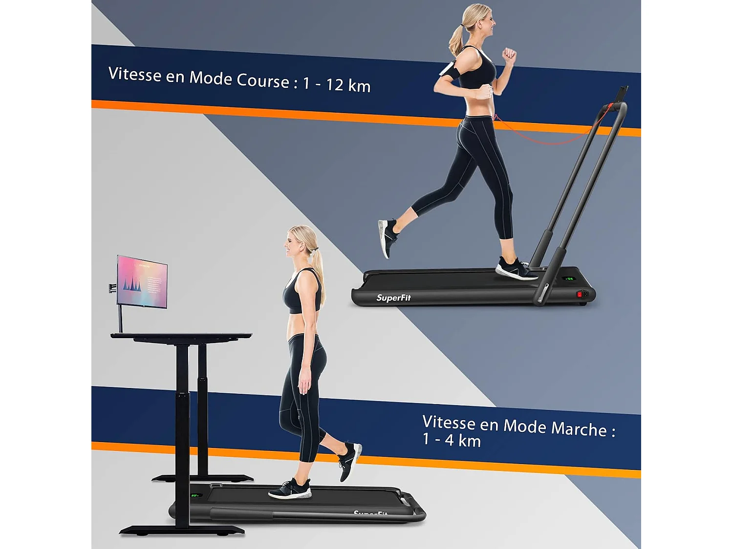 Tapis De Course électrique Pliable - Vitesse Réglable 1 à 12 Km/h - Écran LED, Haut-parleur Bluetooth - Idéal Pour La Marche Et Le Jogging à Domicile