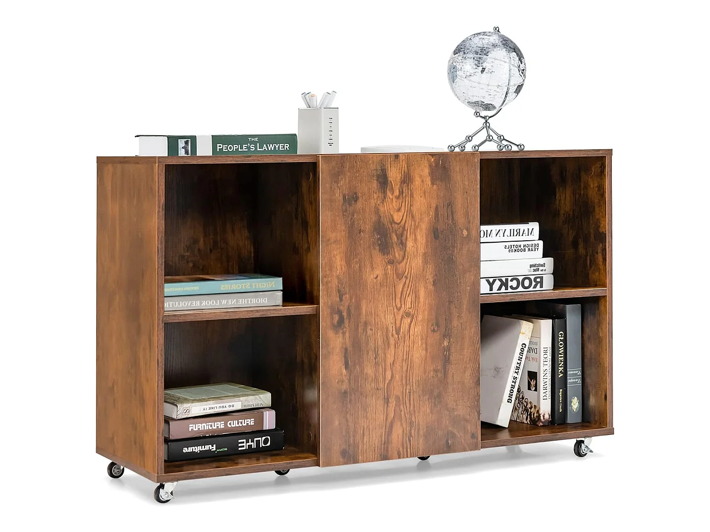 Caisson Bureau avec 6 Compartiments, 110 x 40 x 69 cm, Café