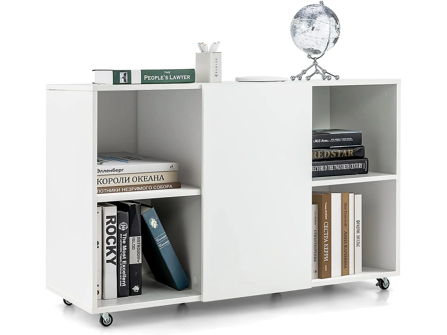 Caisson Bureau avec 6 Compartiments, 110 x 40 x 69 cm, Blanc