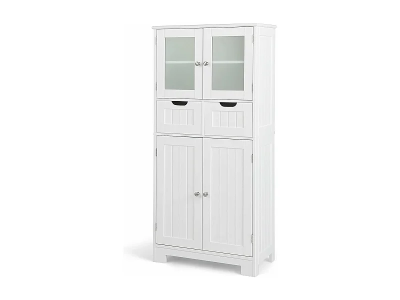 Colonne Salle de Bain 60 x 30 x 128 cm Armoire Haute avec Étagères Réglables pour Salon, Cuisine, Blanc