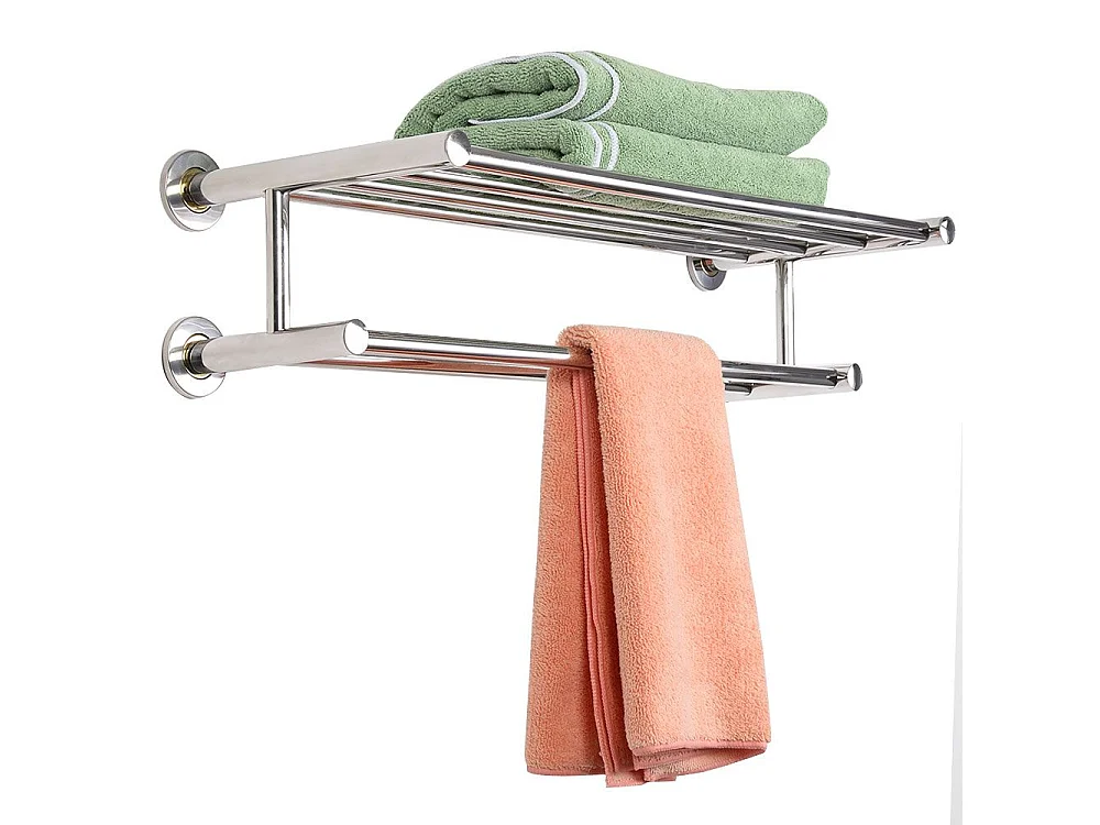 Support de serviette salle de bain, Porte-serviettes mural, Barres de serviette 60 x 22.5 x 16 cm