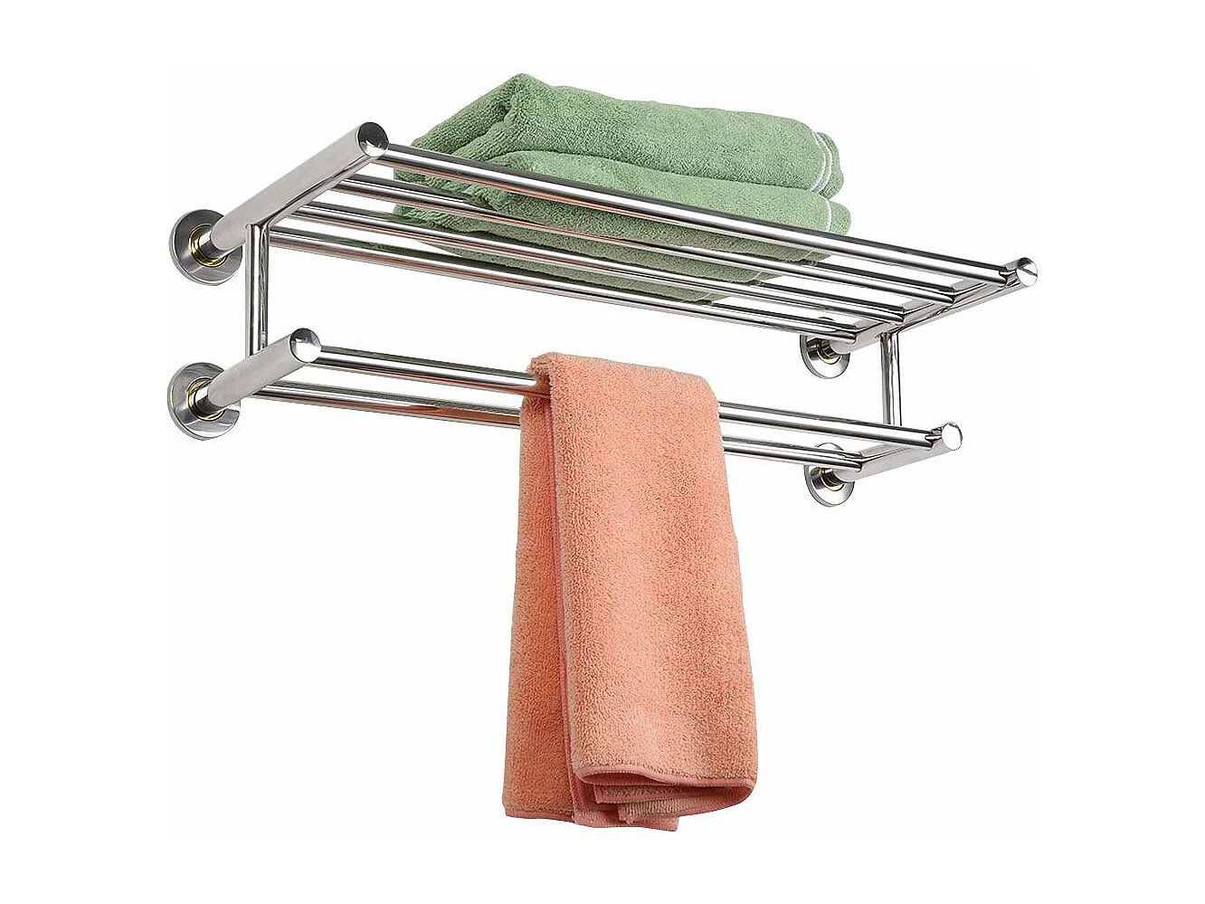 Support de serviette salle de bain, Porte-serviettes mural, Barres de serviette 60 x 22.5 x 16 cm