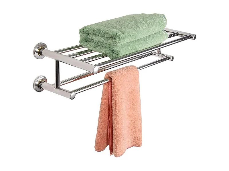 Support de serviette salle de bain, Porte-serviettes mural, Barres de serviette 60 x 22.5 x 16 cm