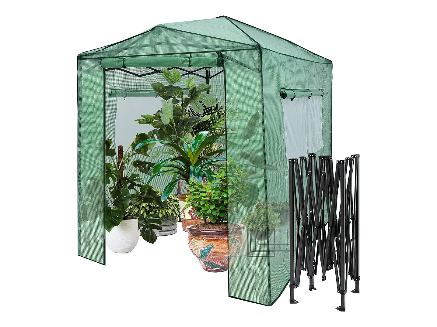 Serre de Jardin Portable avec 2 Larges Fenêtres Observation,180 x 250CM