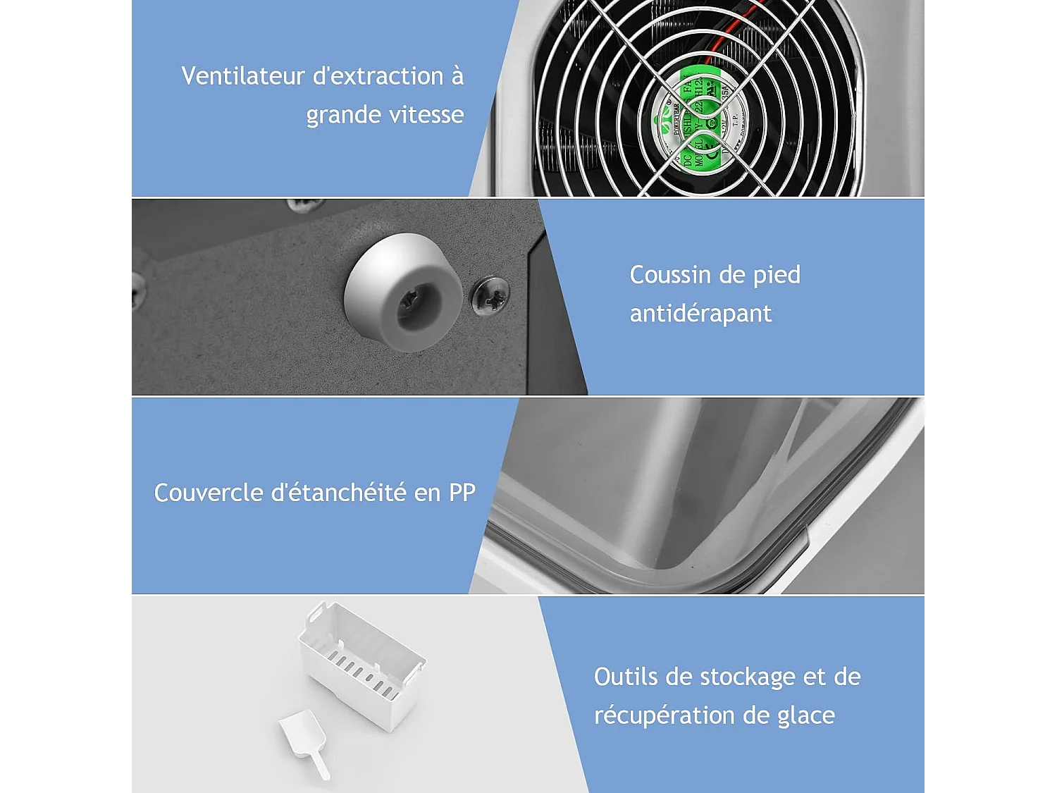 Machine à glaçons 18kg/24 h avec emplacement de bonbonne ecran lcd minuterie pelle auto-nettoyage réservoir d'eau