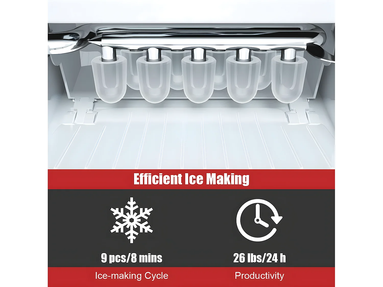 Machine à glaçons de comptoir 12kg /24h portable 9 glaçons par 8 min avec réservoir 1,6l