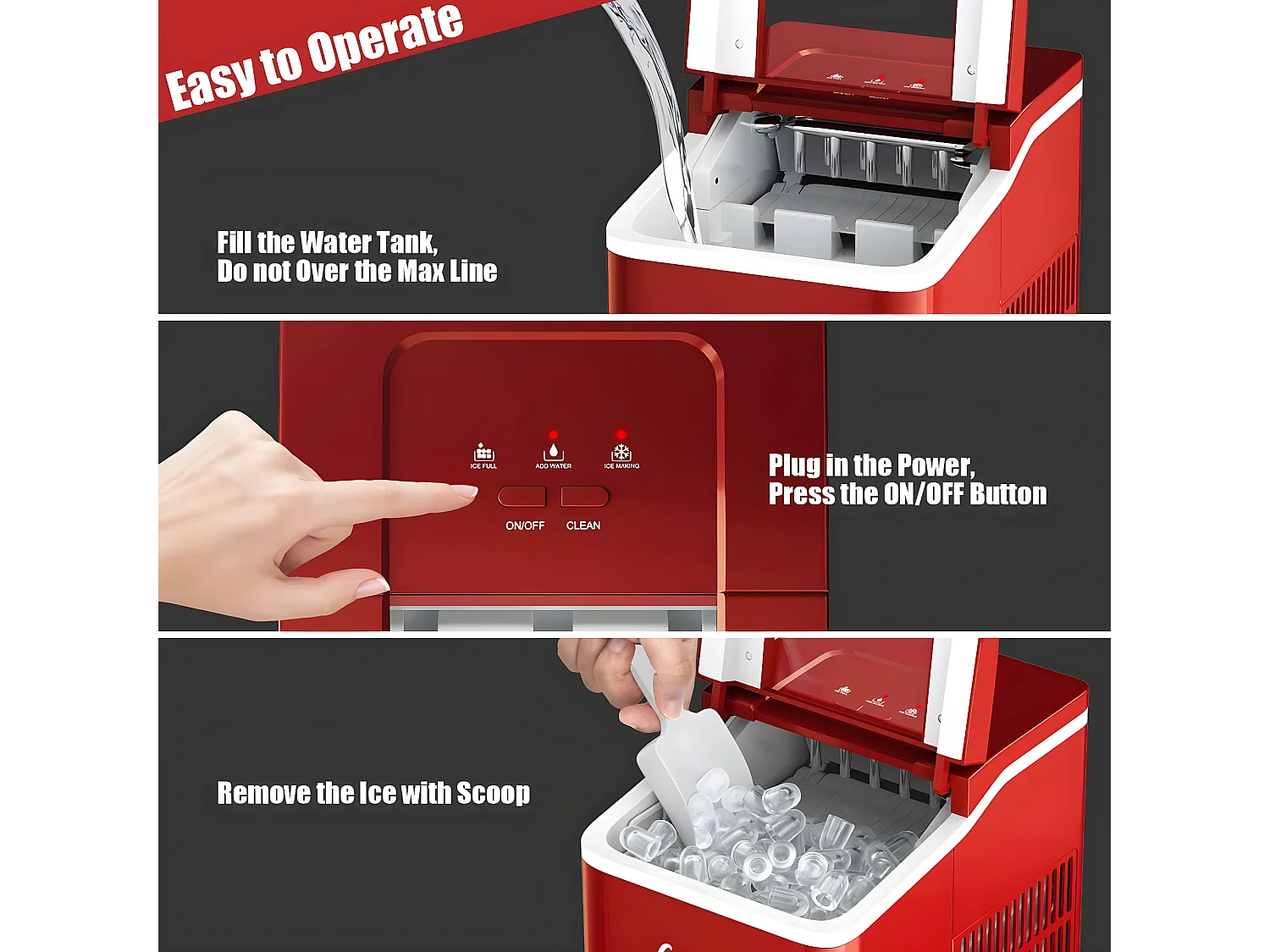 Machine à glaçons de comptoir 12kg /24h portable 9 glaçons par 8 min avec réservoir 1,6l