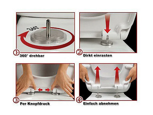 Assento sanitário de plástico branco com rebaixamento automático e fixação rápida 19_0000677