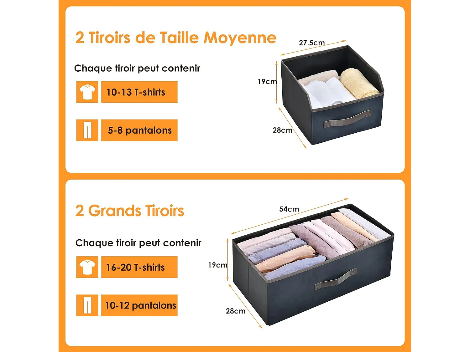 Commode en Tissu avec 4 Tiroirs, 2 Étagères, Commode meuble de rangement Cadre en Métal pour Salon, Entrée, 84 x 30 x 85 cm