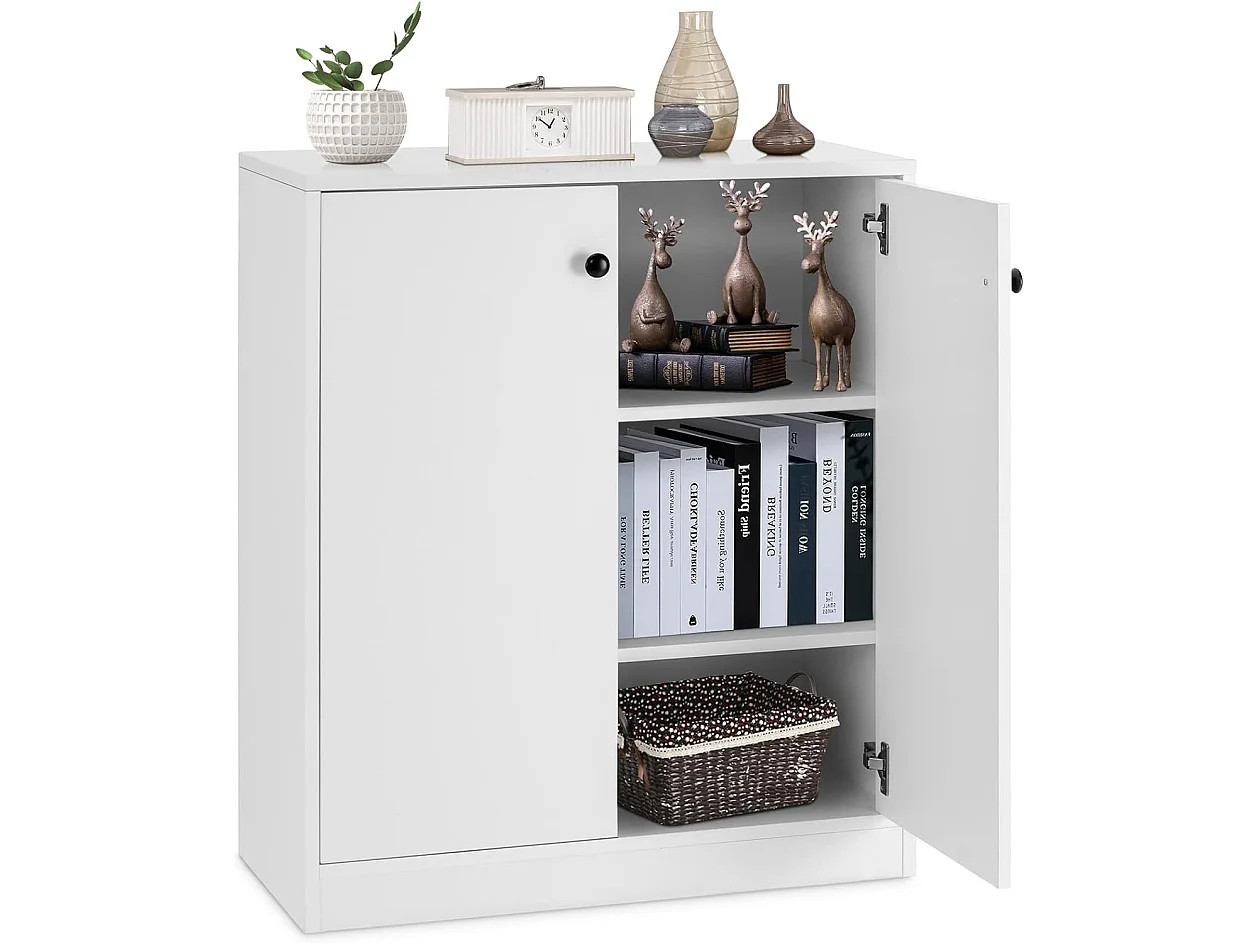 Commode Buffet Meuble de Rangement avec 2 Portes, 3 Étagères Réglables, Salon, Chambre, Cuisine, Blanc, 72 x 34 x 85,5 cm