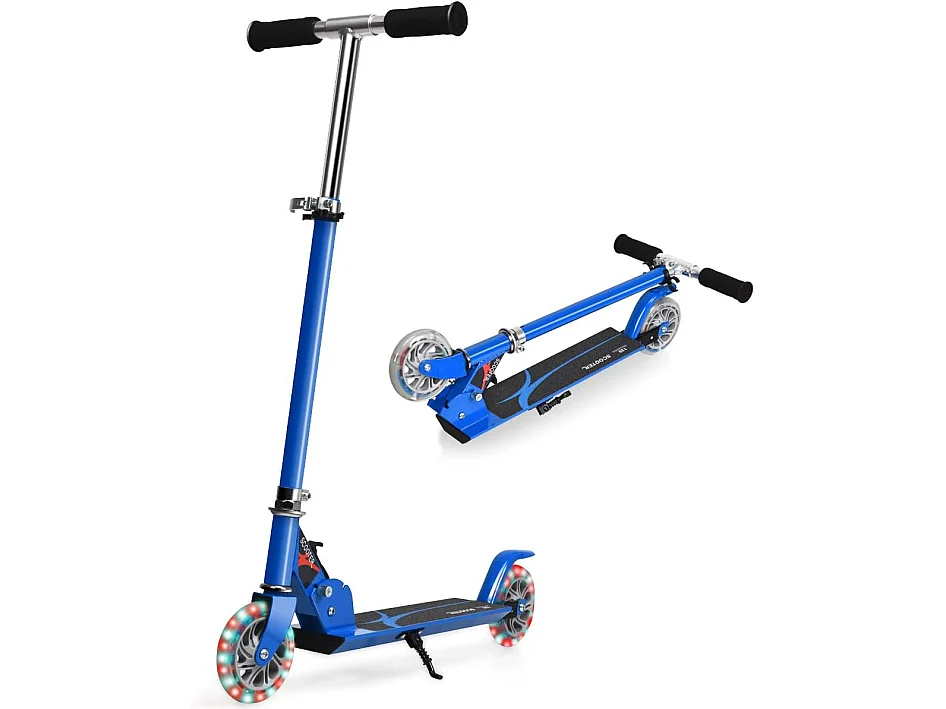 Trottinette Enfant 2 Roues Patinette Enfant Pliable Scooter Enfant Kick avec LED Lumière Hauteur Réglable