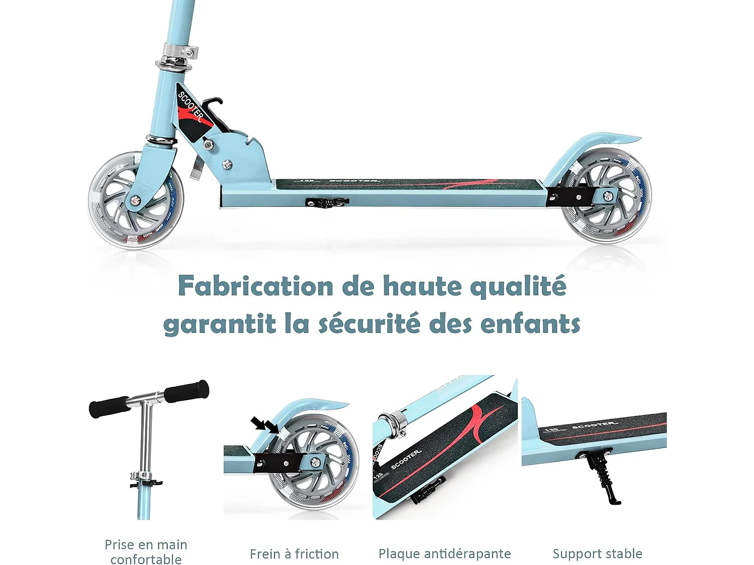 Trottinette enfant pliable 2 roues patinette pliante enfant de 4 à 13 ans