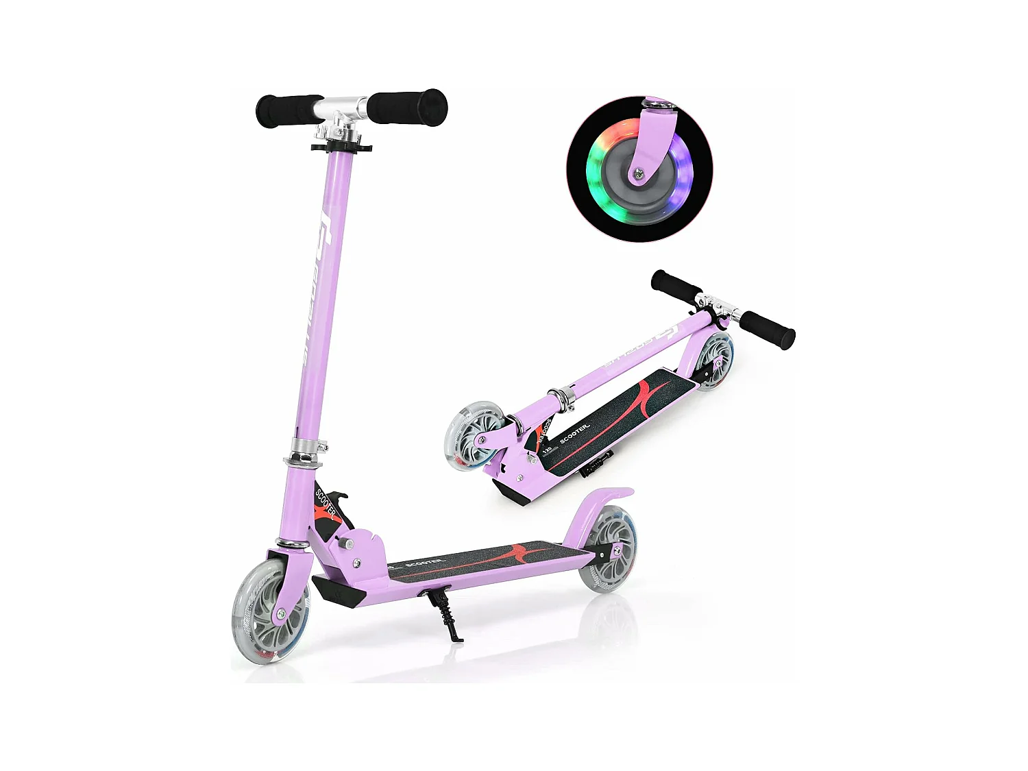 Trottinette Enfant Pliable 2 roues Hauteur Ajustable, Patinette Pliante Enfant de 4 à 13 Ans