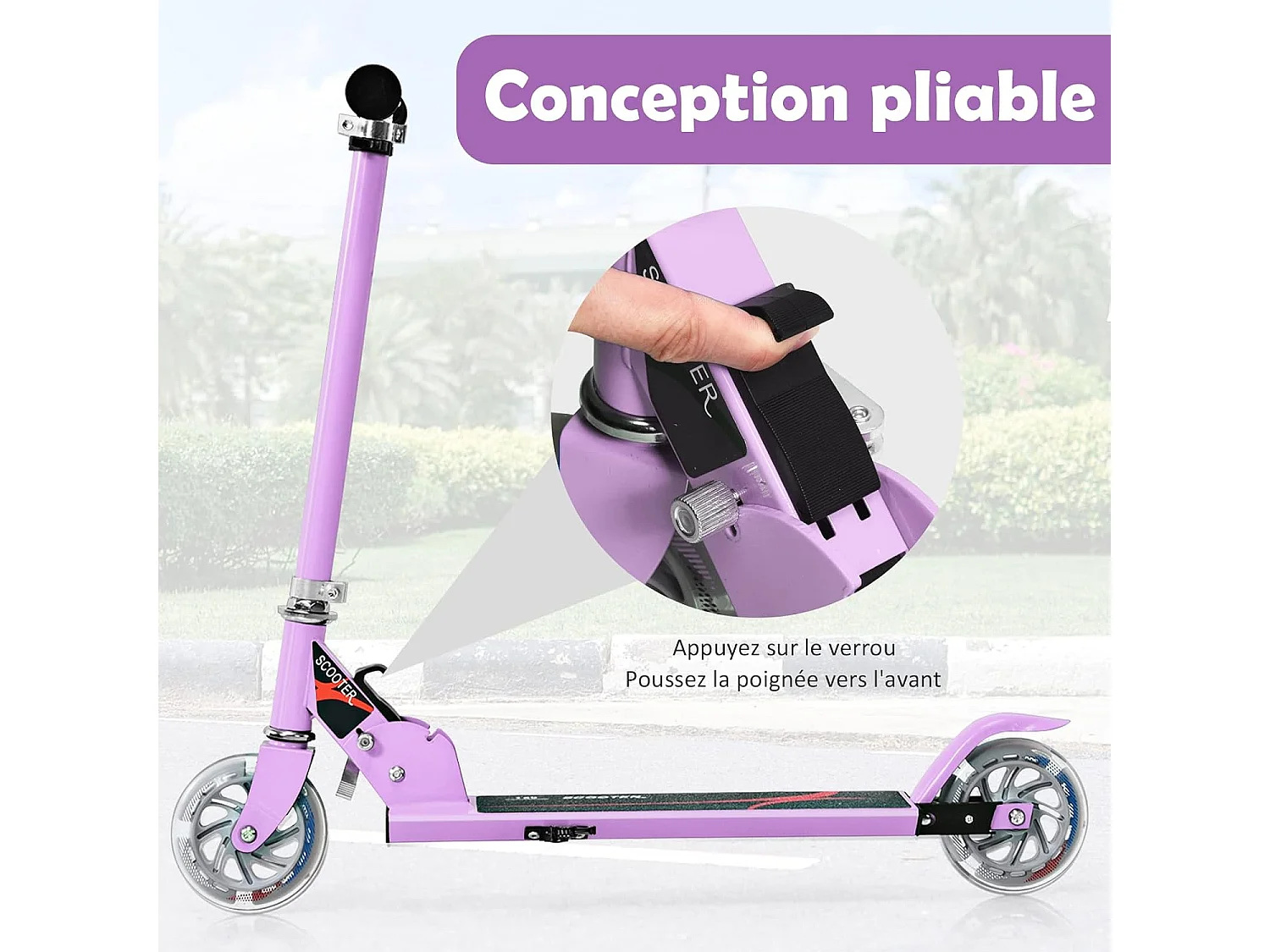 Trottinette Enfant Pliable 2 roues Hauteur Ajustable, Patinette Pliante Enfant de 4 à 13 Ans