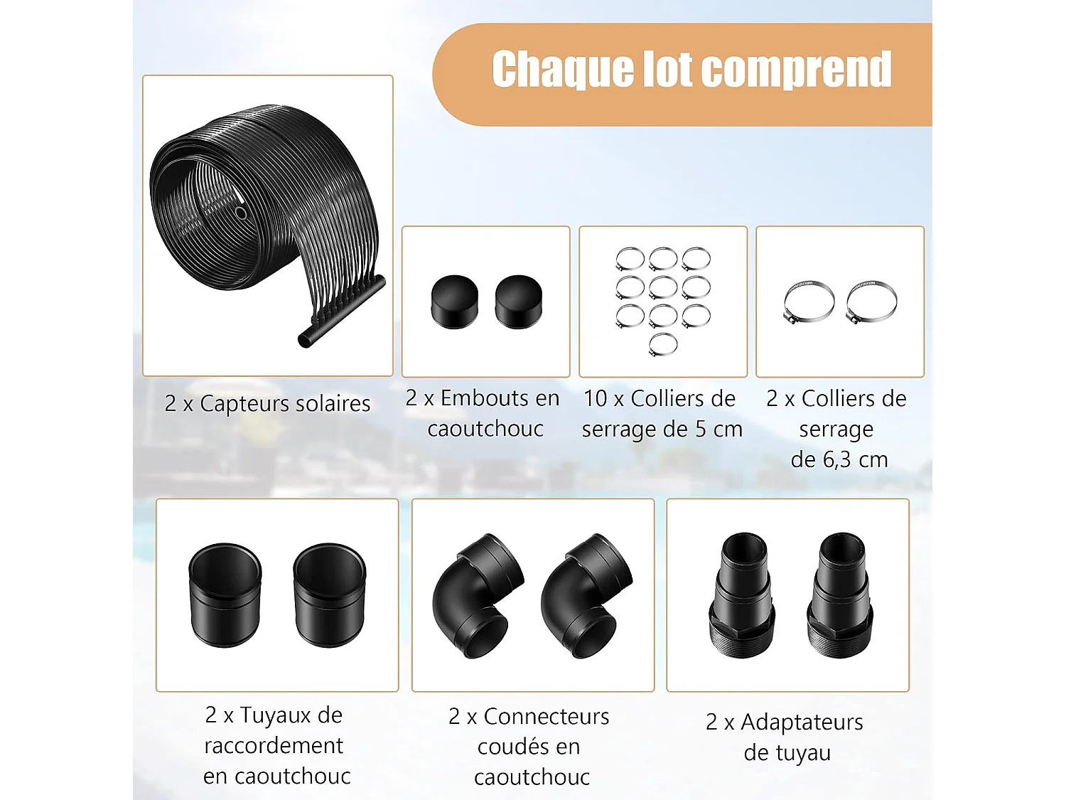 Chauffage Solaire pour Piscines 2 Panneaux Collecteurs Solaires de 600 x 75 cm