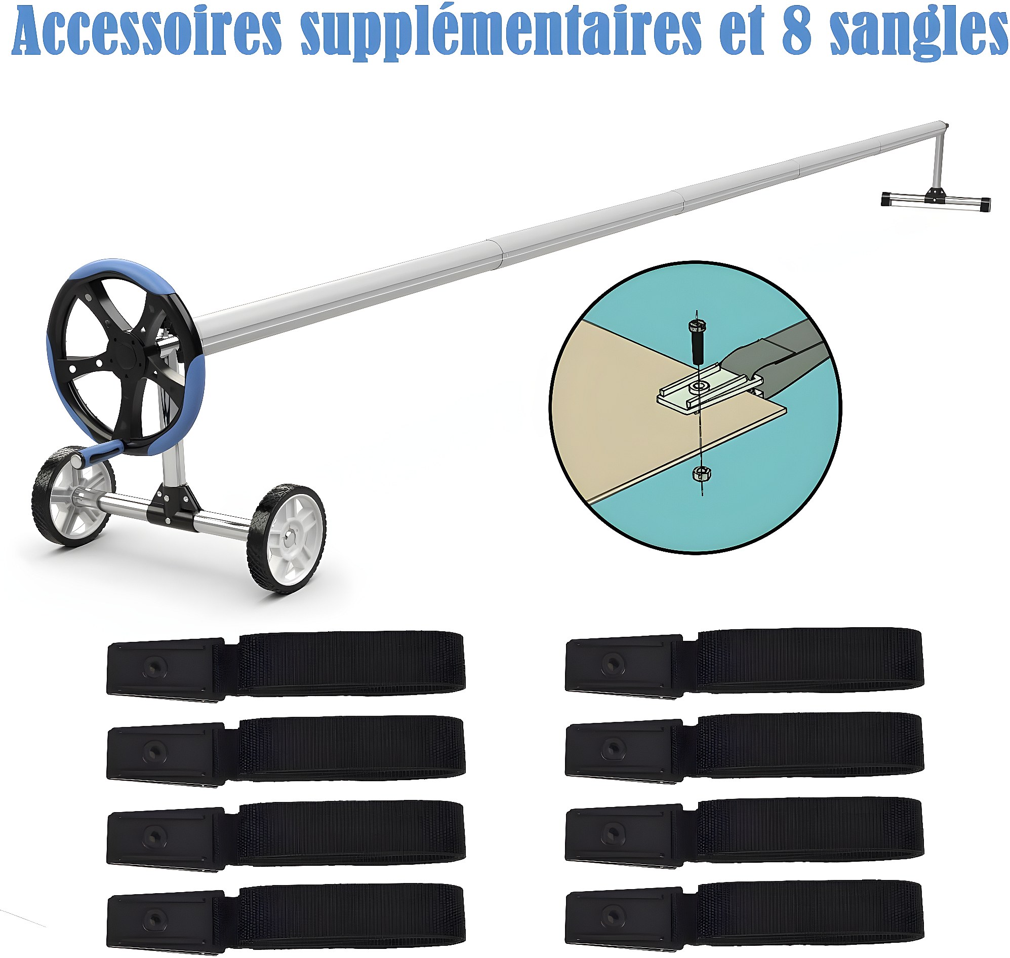 Clips Pour Bâche De Piscine En Acier Inoxydable - Lot De 6 Ou 30, Longueur 11,9 Cm, Pour Piscines Hors Sol, Bleu Ou Noir