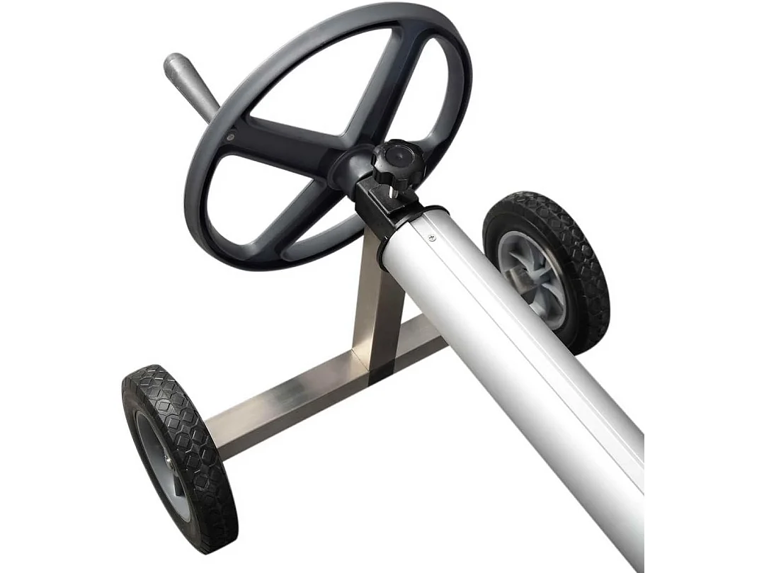 Enrouleur de Bâche Télescopique Enrouleur de Couverture Thermique pour Piscine en Aluminium et Acier Inoxydable 4,2-4,6 m