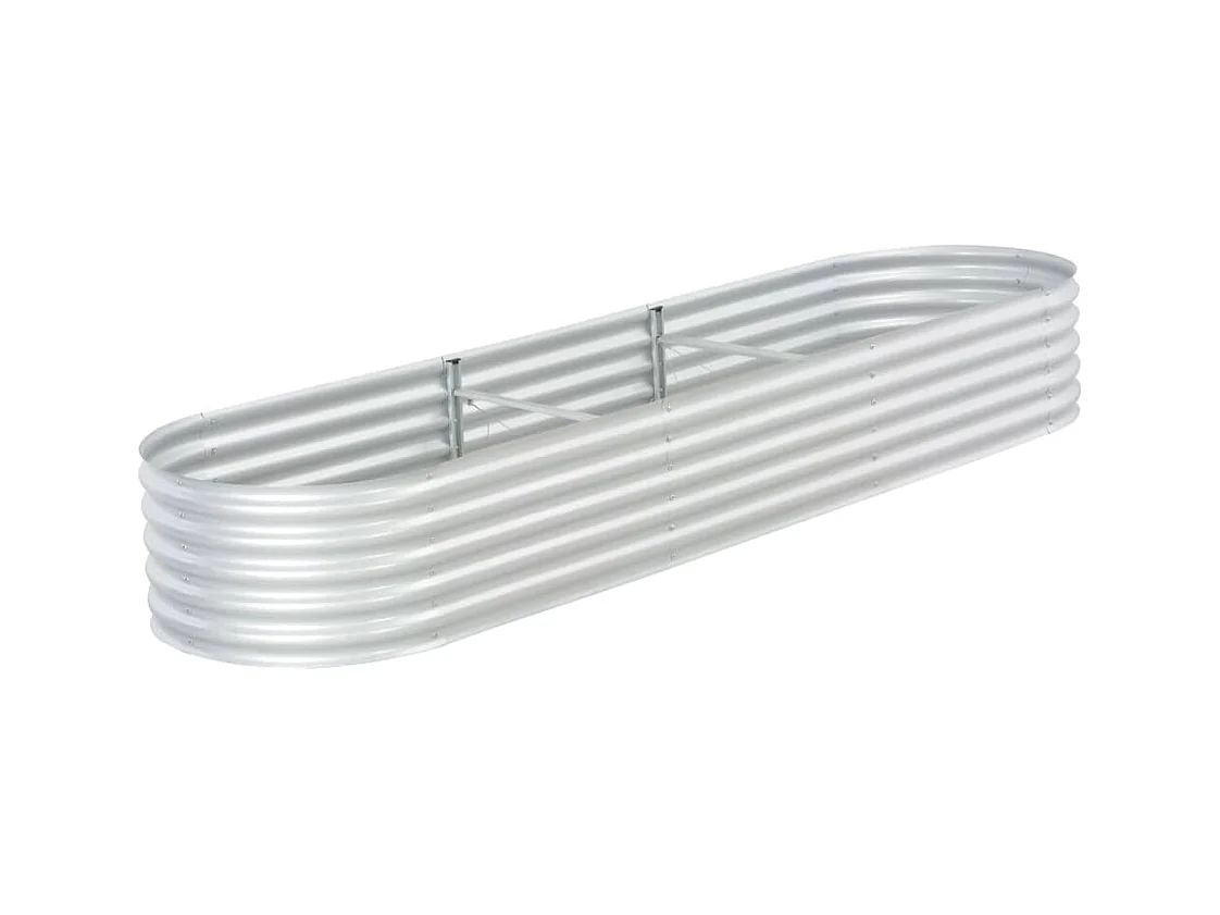 Macetero elevado plantas flores jardín 320 x 80 x 44 cm acero galvanizado plateado 02_0001045