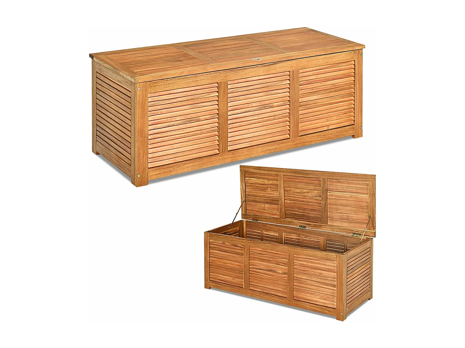 Coffre de Jardin en Bois d’Acacia certifié FSC 178L 120,5 x 44,5 x 44,5 cm Charge Max 150KG