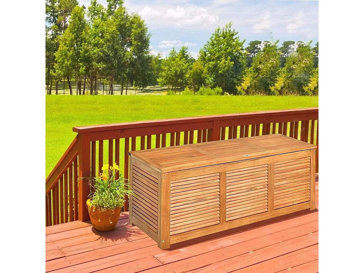 Coffre de Jardin en Bois d’Acacia certifié FSC 178L 120,5 x 44,5 x 44,5 cm Charge Max 150KG