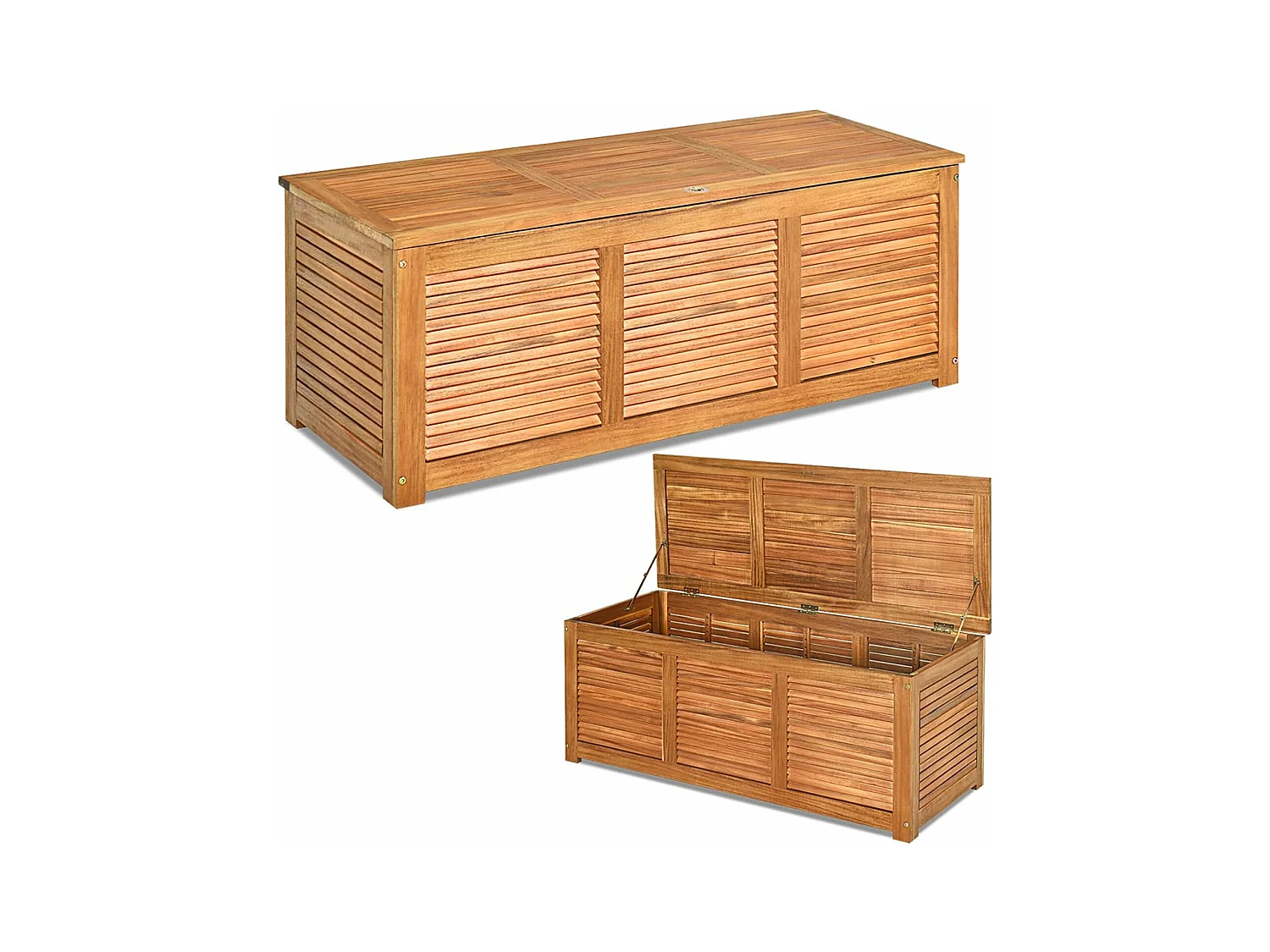 Coffre de Jardin en Bois d’Acacia certifié FSC 178L 120,5 x 44,5 x 44,5 cm Charge Max 150KG