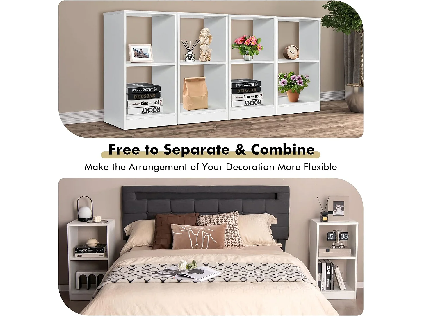 Lot de 2 Bibliothèques à 2 Niveaux, , 38 x 33 x 72,5 cm